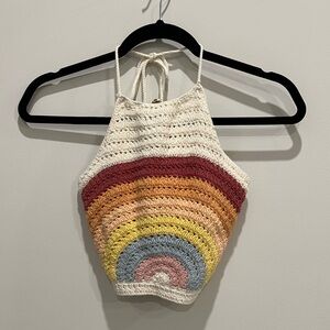 Crochet American Eagle rainbow crop top, size S